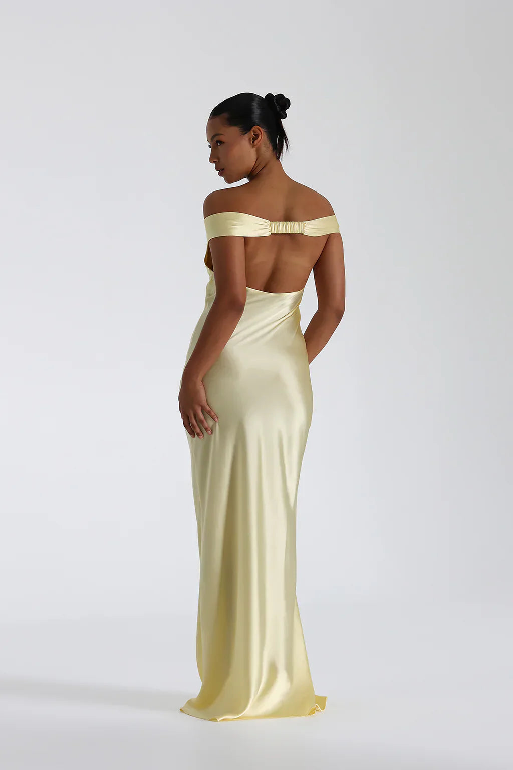 Celina Off-Shoulder Satin Elegance Gown