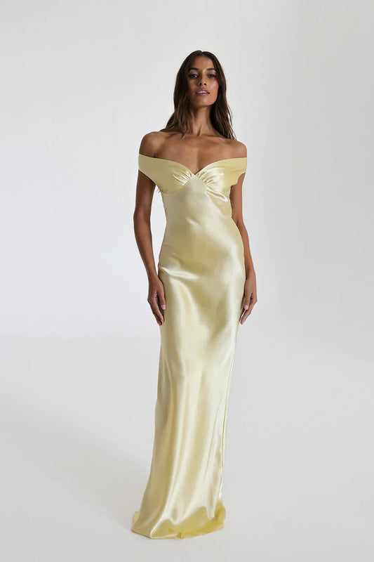Celina Off-Shoulder Satin Elegance Gown