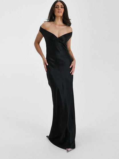 Celina Off-Shoulder Satin Elegance Gown