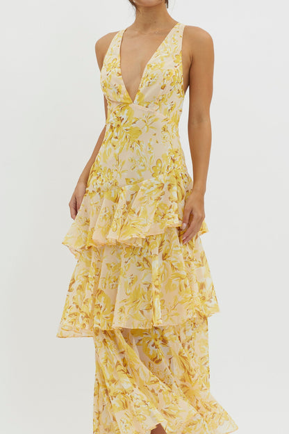 Veda Ruffle Midi Dress